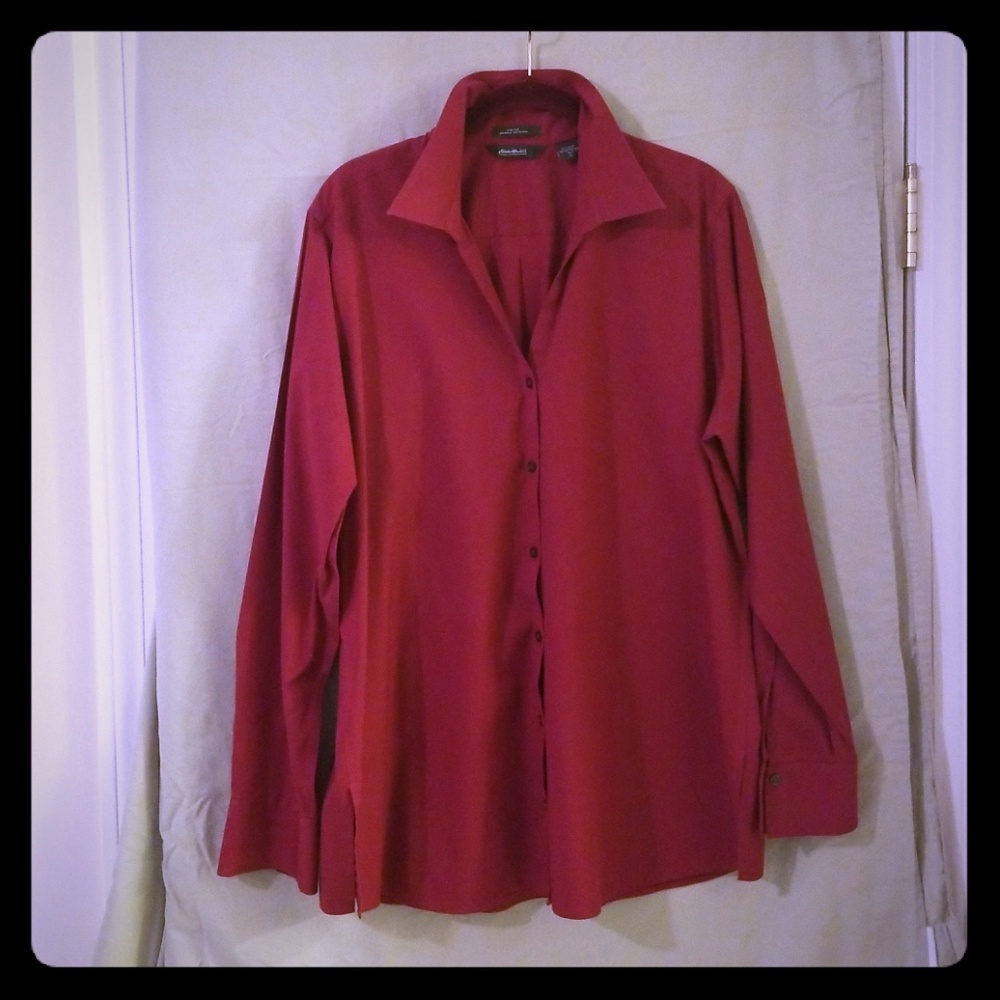 Eddie Bauer Wrinkle Resist XL tall Cranberry Shirt